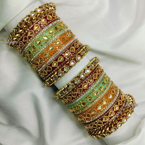 Royal Kundan Chura Set | Multicolour Rajputi Bangles for Brides & Festive Occasions