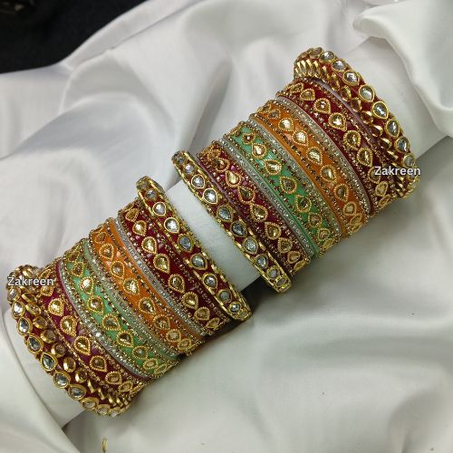 Royal Kundan Chura Set | Multicolour Rajputi Bangles for Brides & Festive Occasions