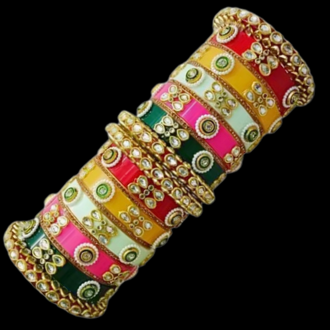 INALI Rajwadi Multi-Color Chuda Set Bangles – Regal Bridal Elegance