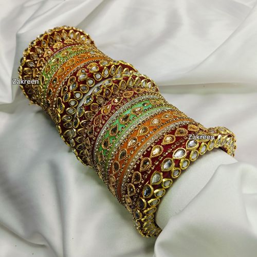 Royal Kundan Chura Set | Multicolour Rajputi Bangles for Brides & Festive Occasions