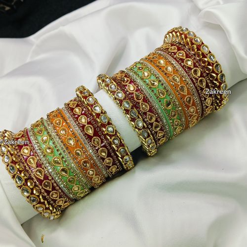 Royal Kundan Chura Set | Multicolour Rajputi Bangles for Brides & Festive Occasions