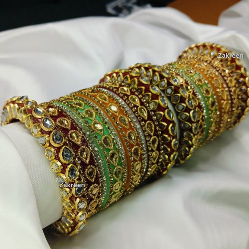 Royal Kundan Chura Set | Multicolour Rajputi Bangles for Brides & Festive Occasions