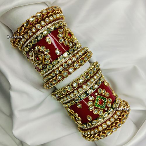 ✨ Dulhan Special Red Kundan-Polki Chura Set - Traditional & Gorgeous Bridal Chura