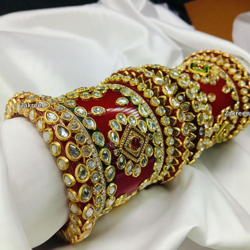 ✨ Dulhan Special Red Kundan-Polki Chura Set - Traditional & Gorgeous Bridal Chura