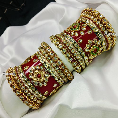 ✨ Dulhan Special Red Kundan-Polki Chura Set - Traditional & Gorgeous Bridal Chura