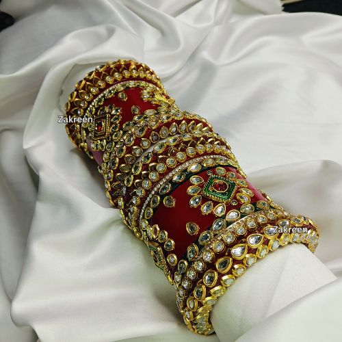 ✨ Dulhan Special Red Kundan-Polki Chura Set - Traditional & Gorgeous Bridal Chura