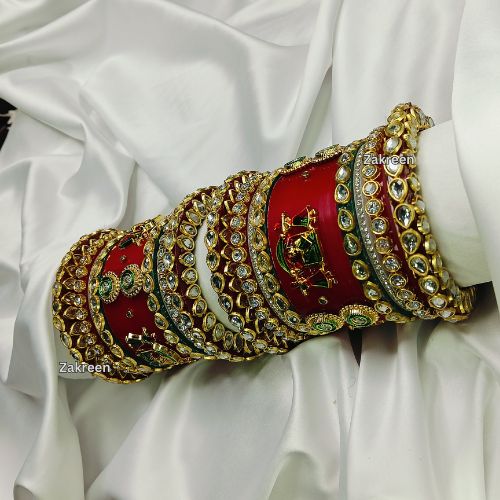 ✨ Royal Red Doli Kundan-Polki Chura Set - Perfect for Brides & Festive Occasions