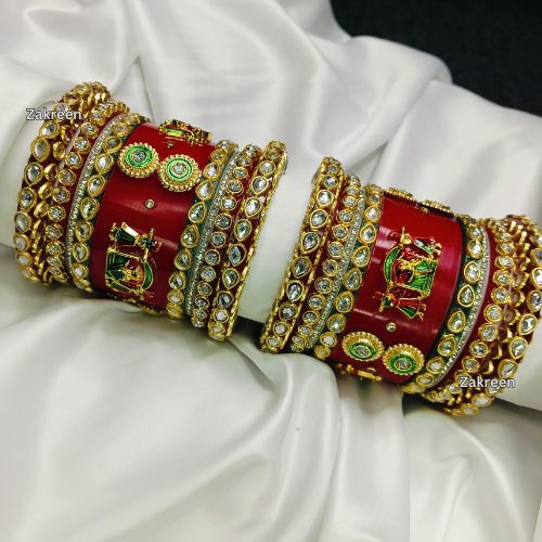 ✨ Royal Red Doli Kundan-Polki Chura Set - Perfect for Brides & Festive Occasions