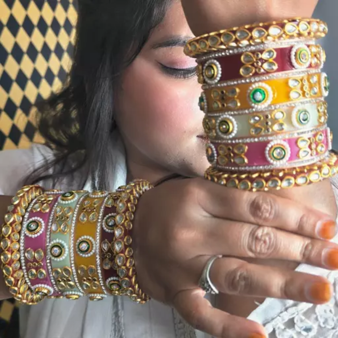 INALI Rajwadi Multi-Color Chuda Set Bangles – Regal Bridal Elegance