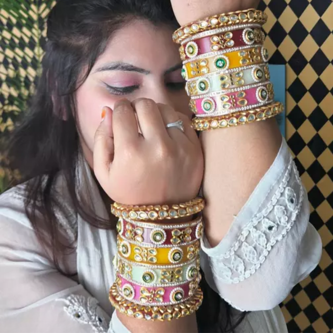 INALI Rajwadi Multi-Color Chuda Set Bangles – Regal Bridal Elegance