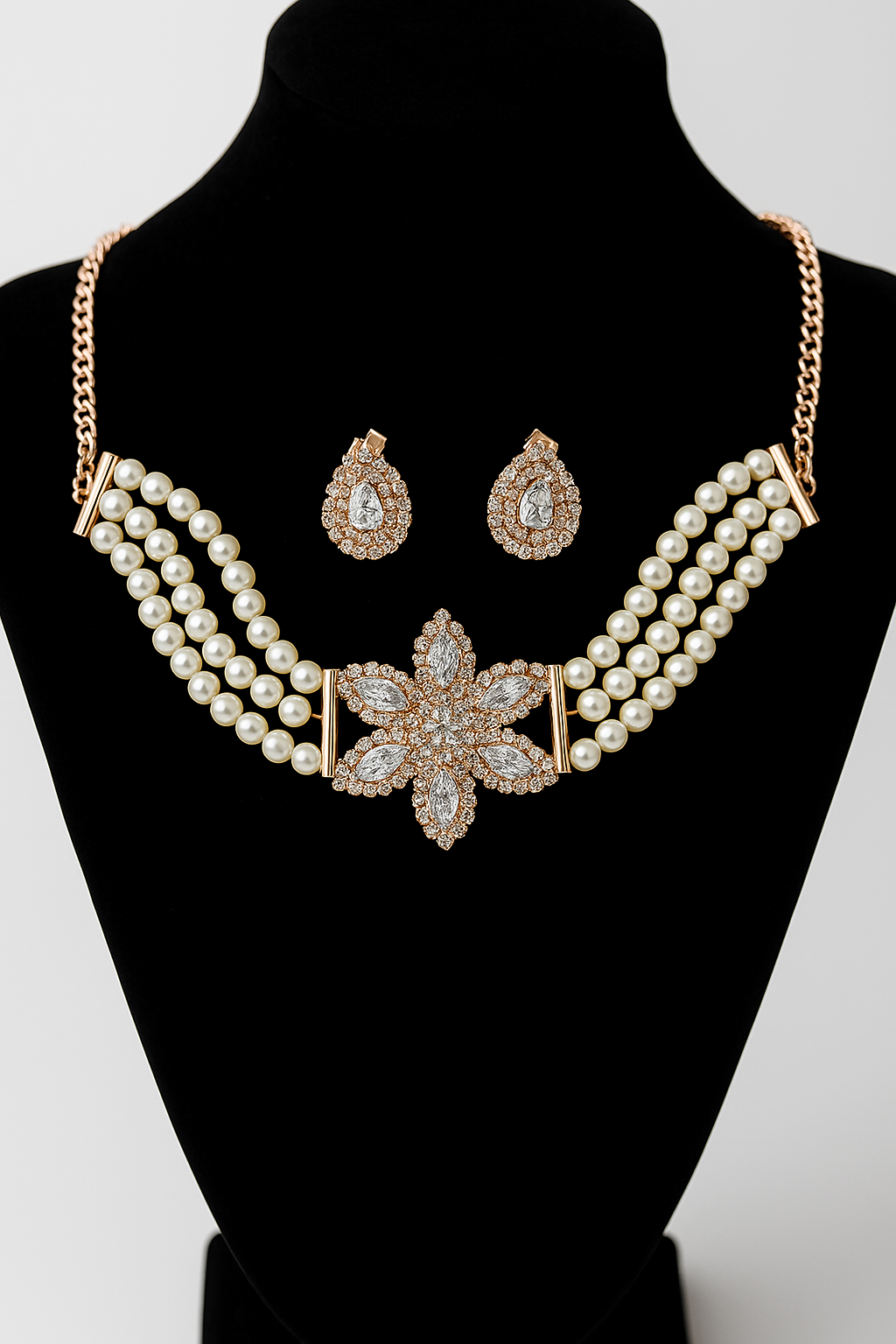 ✨Stylish Pearl & Diamond Look Necklace Set | Zakreen Collection ✨
