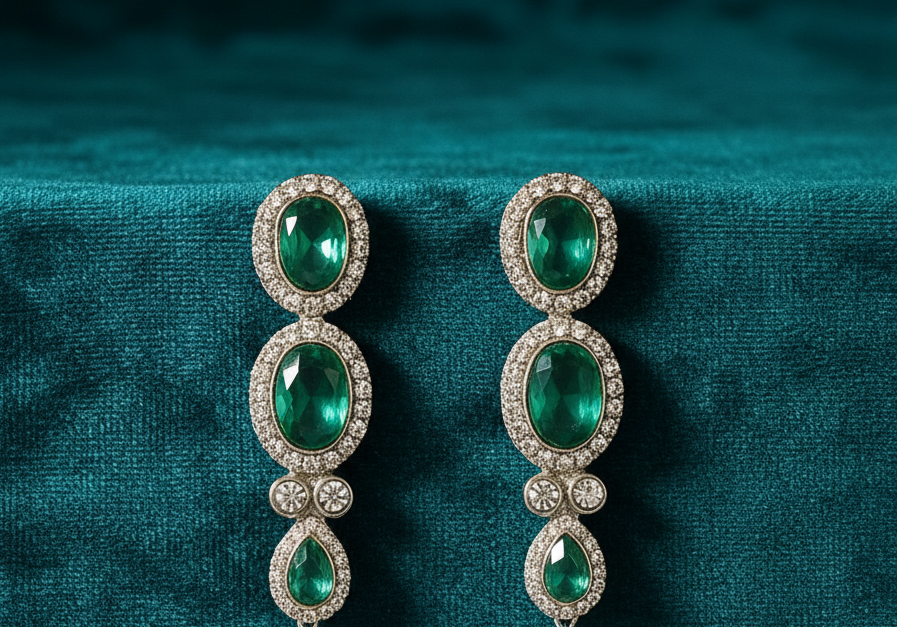 ✨Bridal Emerald Necklace with Matching Earrings  | Zakreen Collection ✨