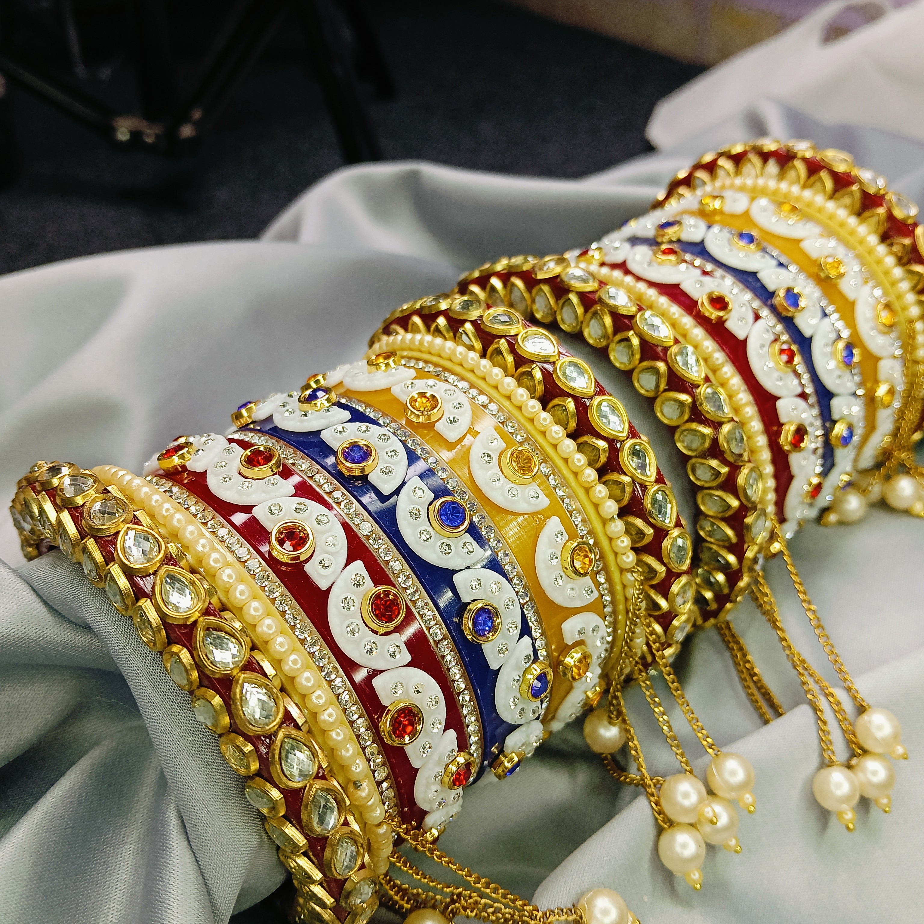 Royal Multi-Color Kundan Bridal Chura with Latkan - Zakreen