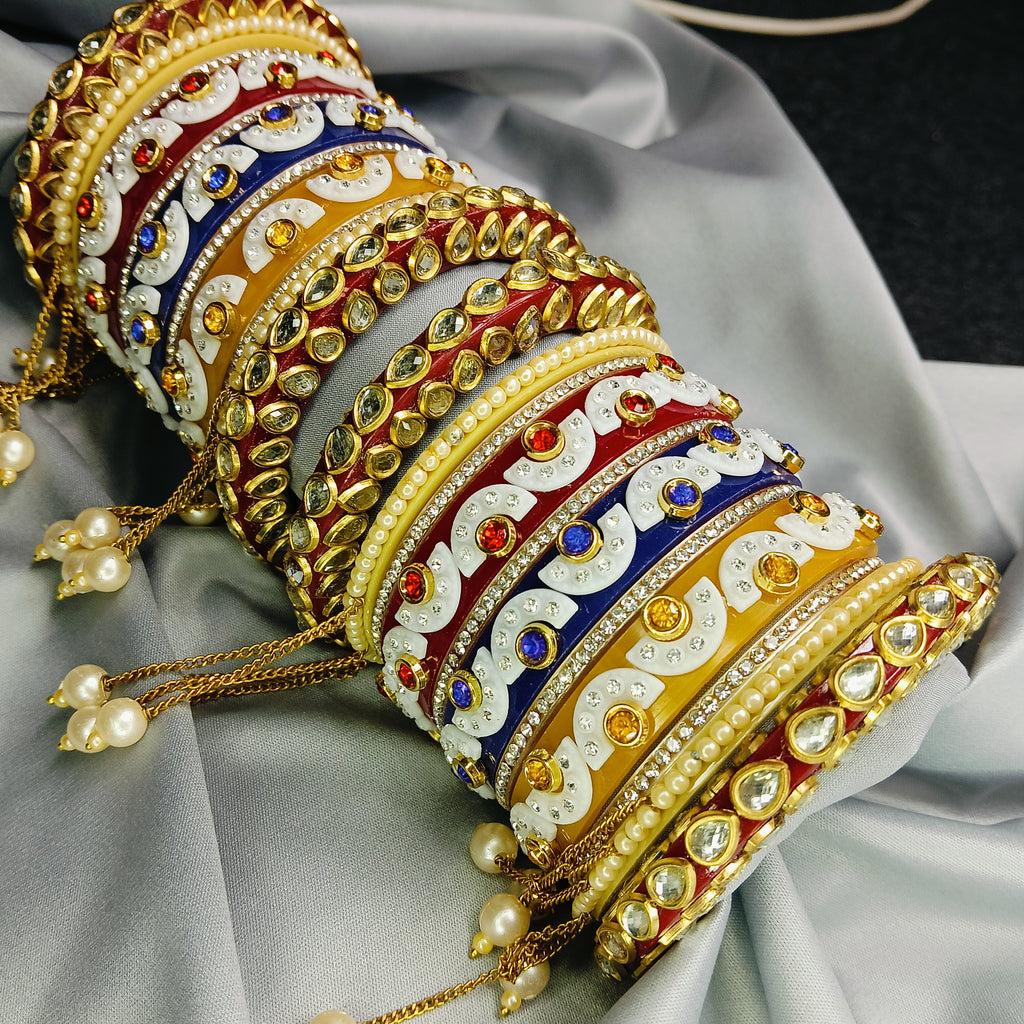 Royal Multi-Color Kundan Bridal Chura with Latkan - Zakreen