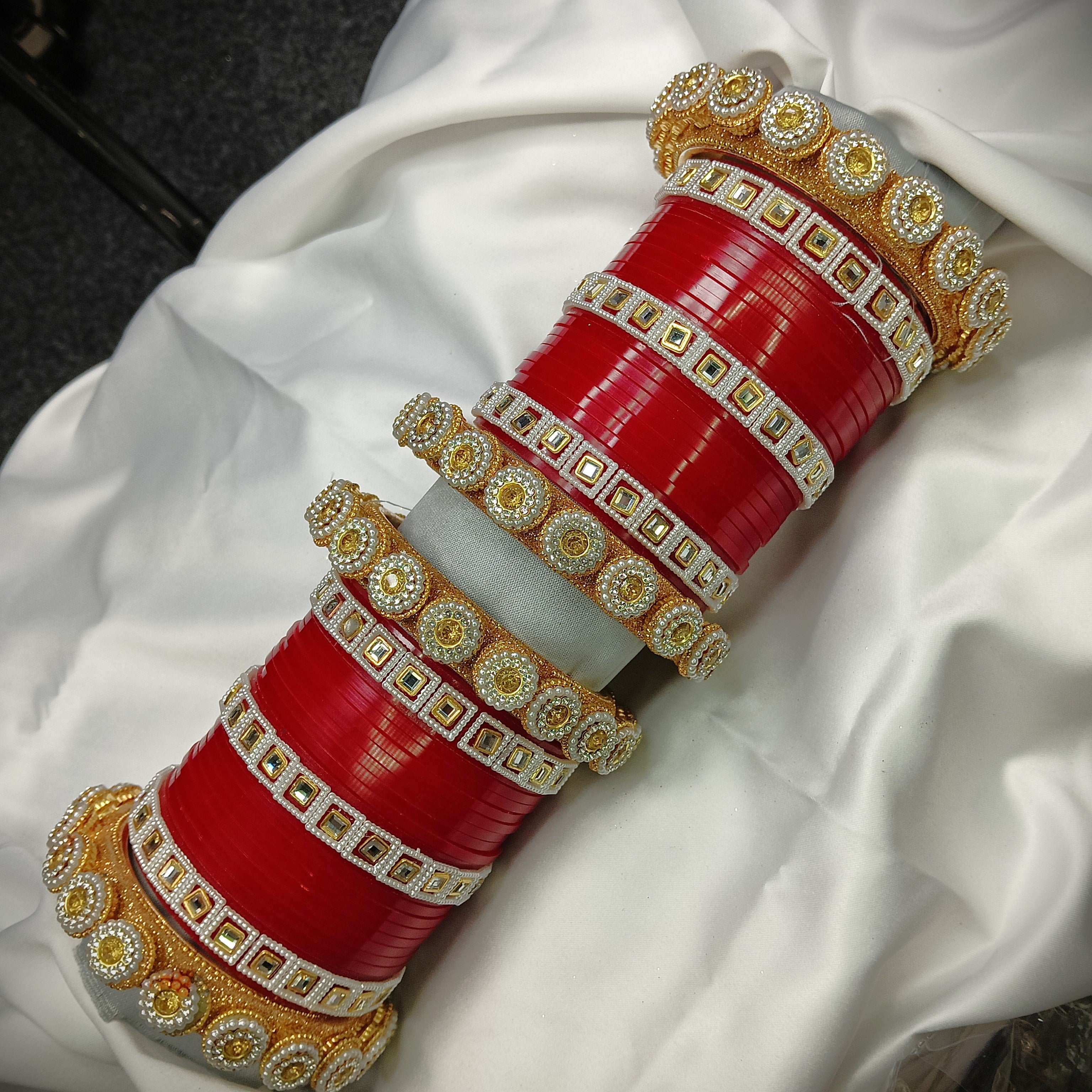 "Royal Red Patti Bridal Chooda Set – Designer Plastic Bangle Set by Zakreen"