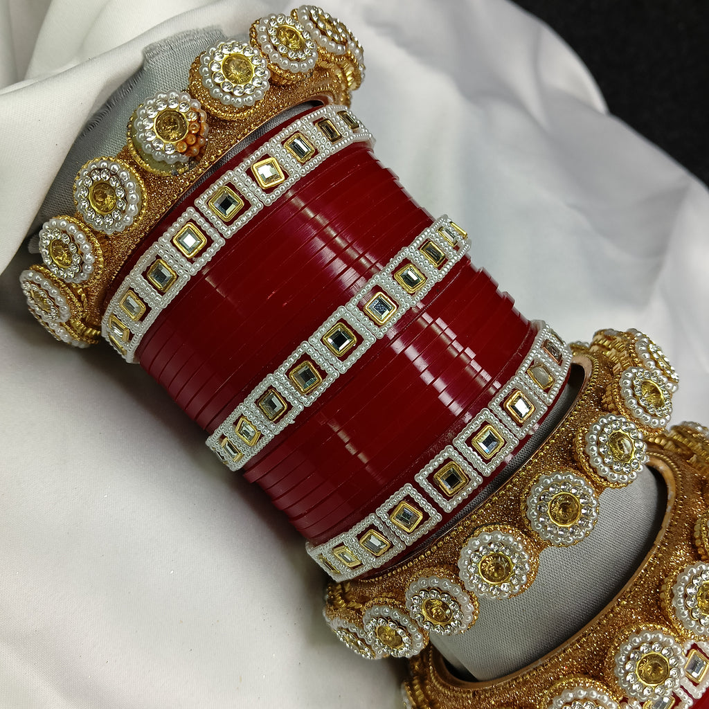 "Royal Red Patti Bridal Chooda Set – Designer Plastic Bangle Set by Zakreen"