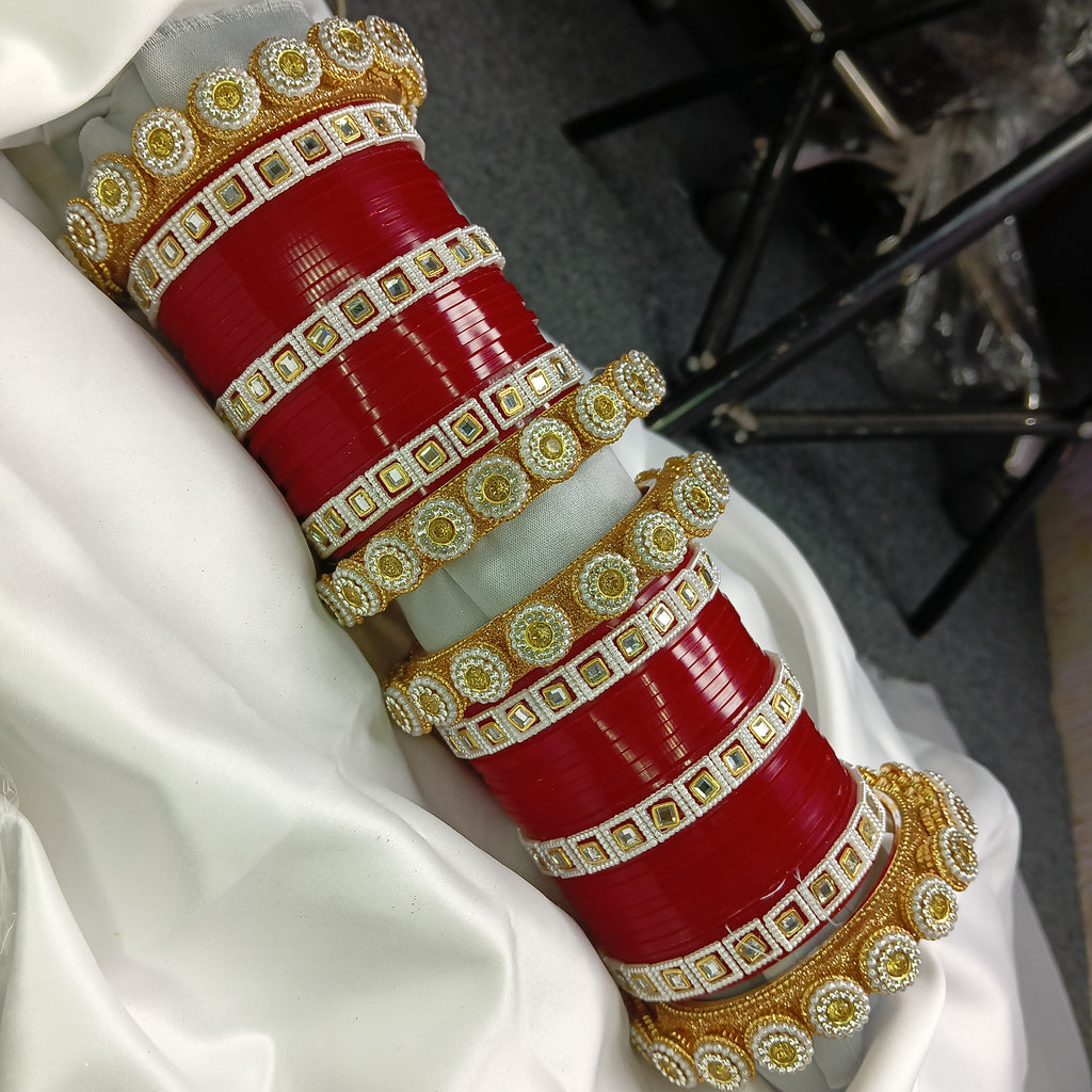 "Royal Red Patti Bridal Chooda Set – Designer Plastic Bangle Set by Zakreen"