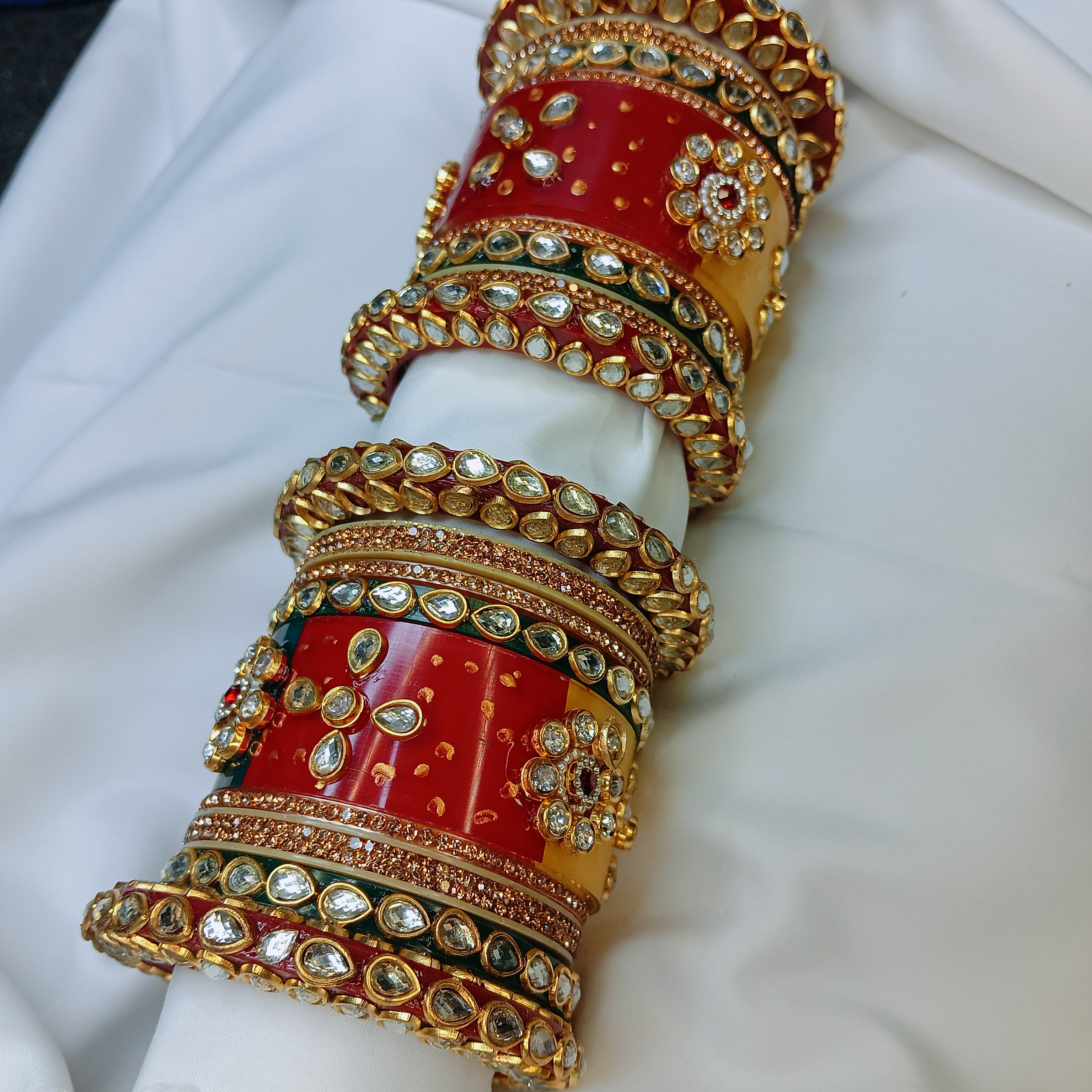 "New Royal Red Chooda Bangle Set with Designer Bangadi – Traditional Women Collection by Zakreen"