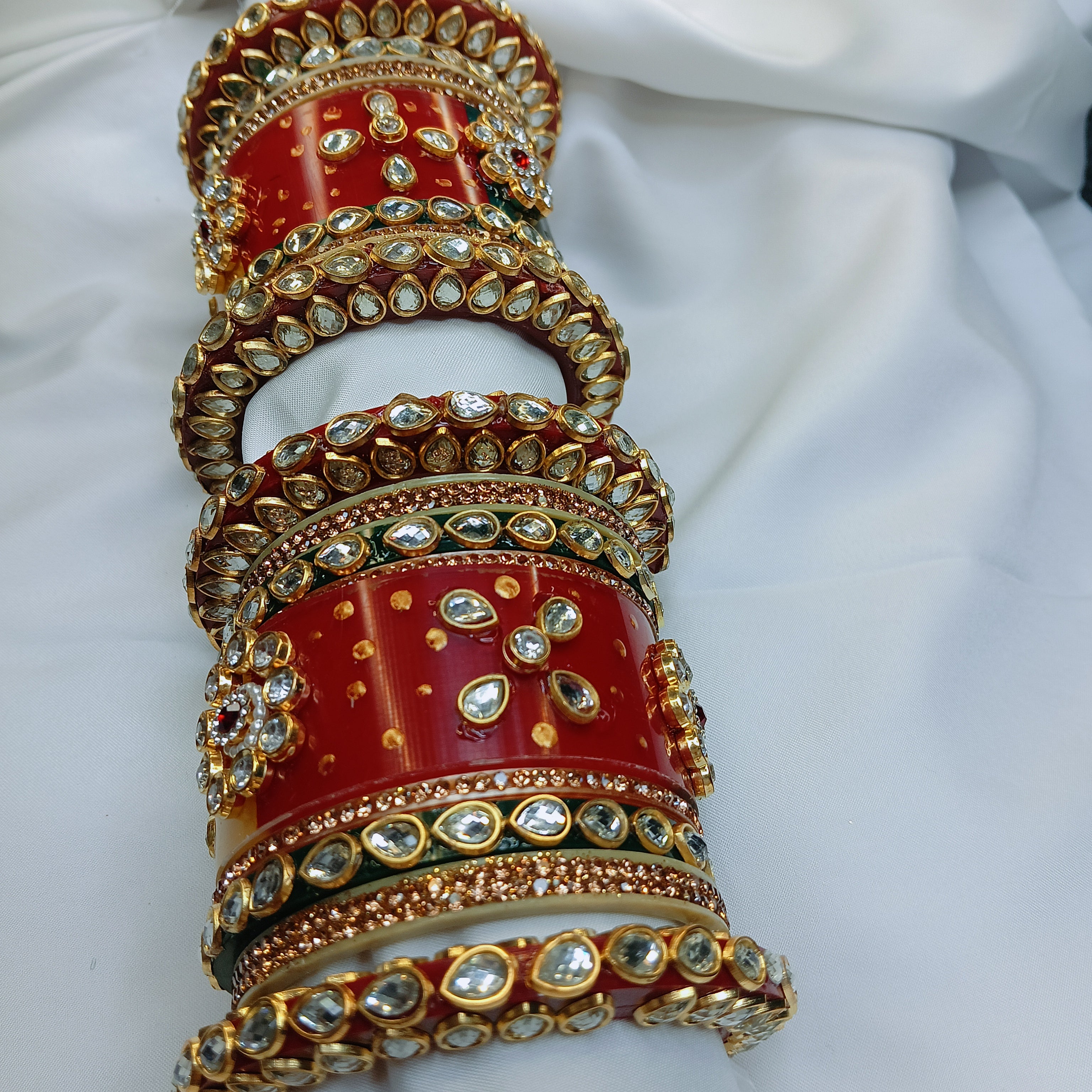 "New Royal Red Chooda Bangle Set with Designer Bangadi – Traditional Women Collection by Zakreen"