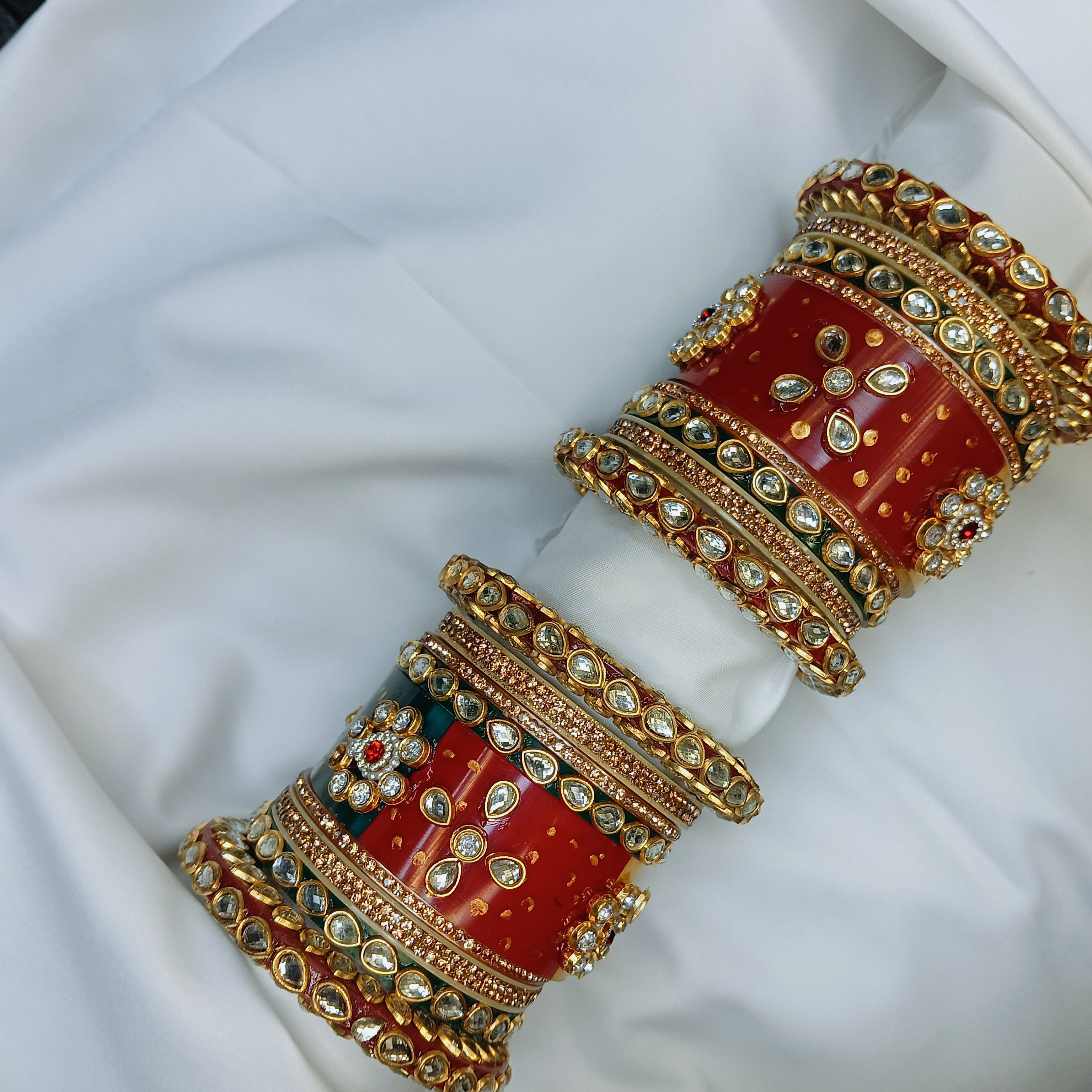 "New Royal Red Chooda Bangle Set with Designer Bangadi – Traditional Women Collection by Zakreen"