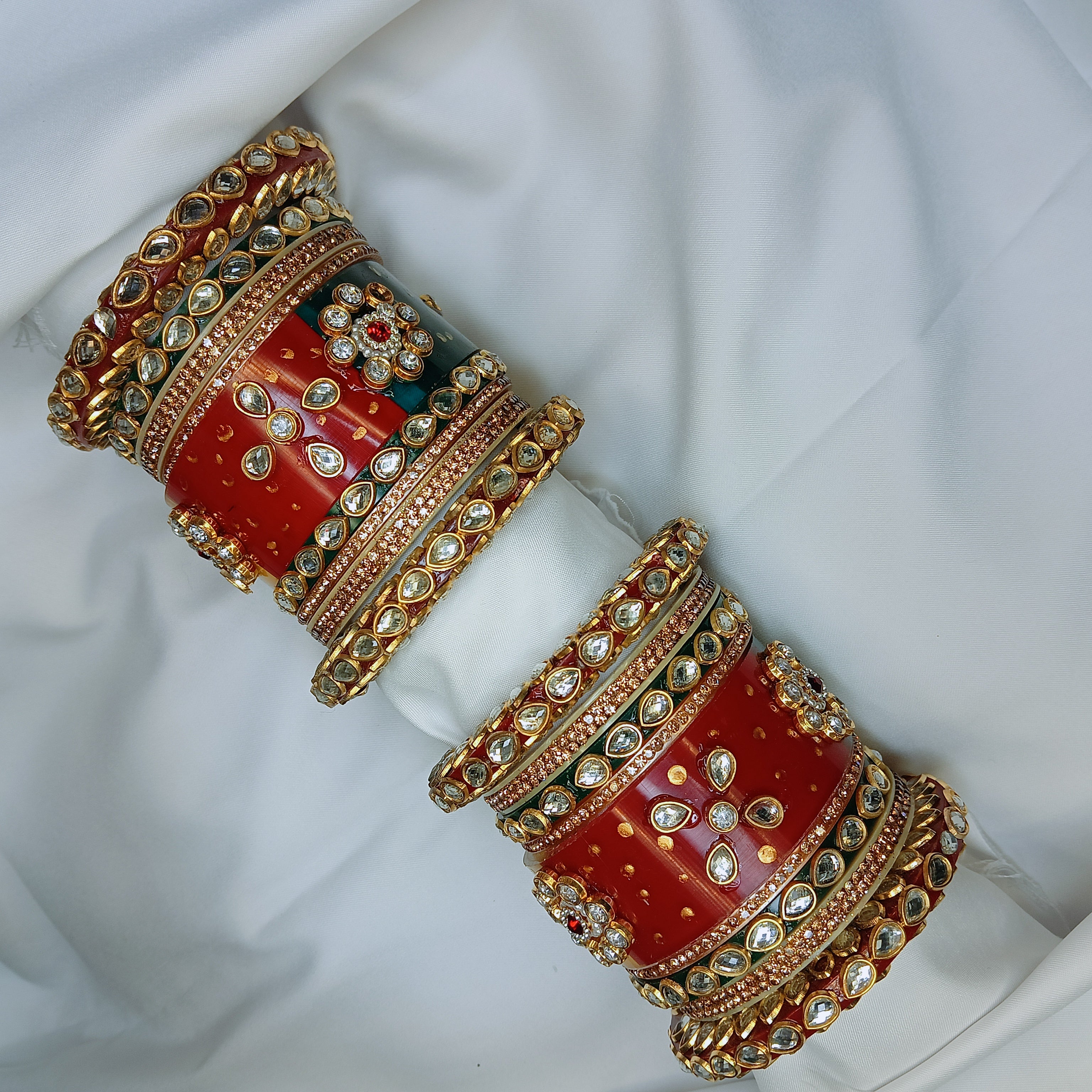 "New Royal Red Chooda Bangle Set with Designer Bangadi – Traditional Women Collection by Zakreen"