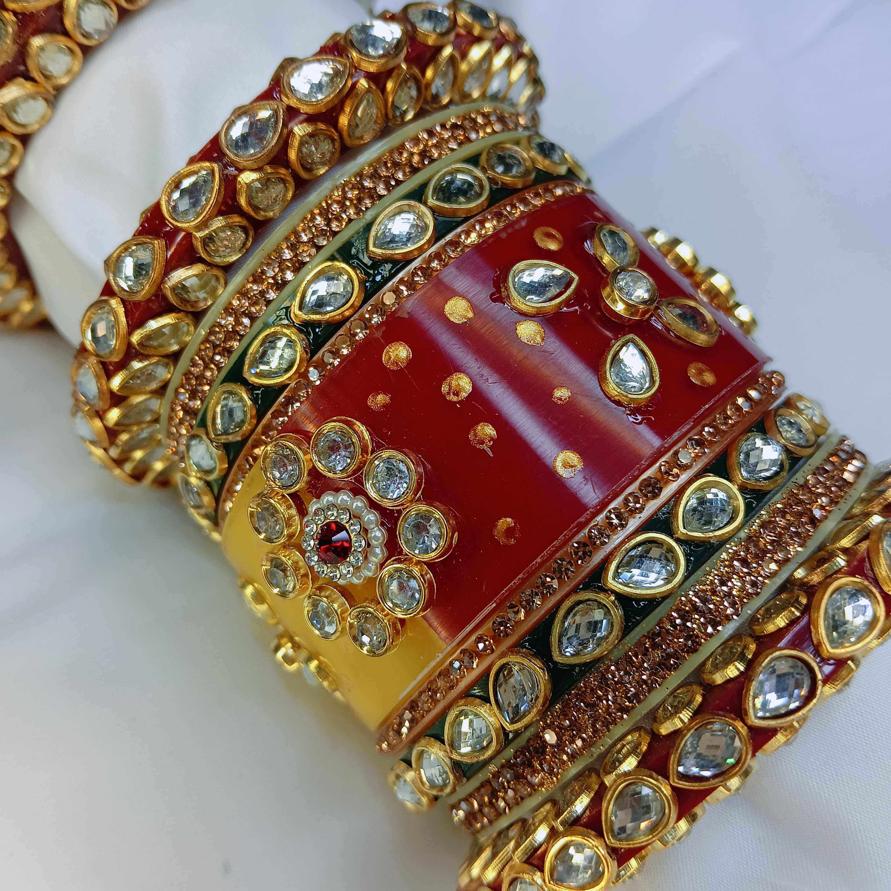 "New Royal Red Chooda Bangle Set with Designer Bangadi – Traditional Women Collection by Zakreen"