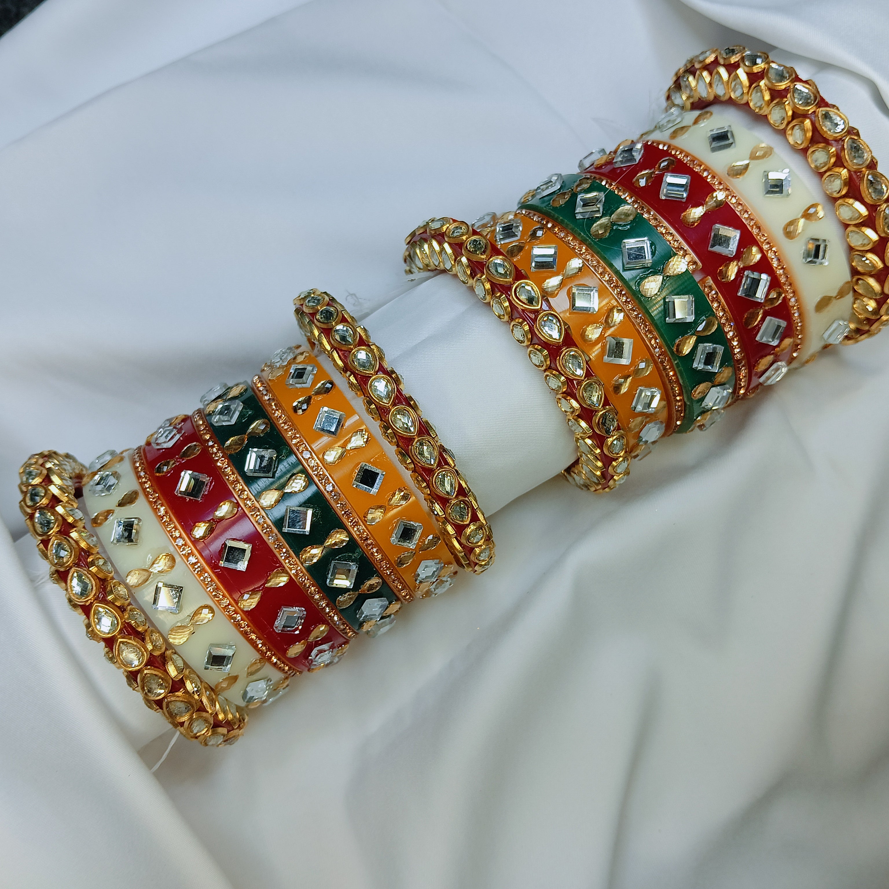 "Zakreen Royal Designer Mirror Work Bangadi Kada Set – New Elegant Bridal Chooda & Bangle Collection"