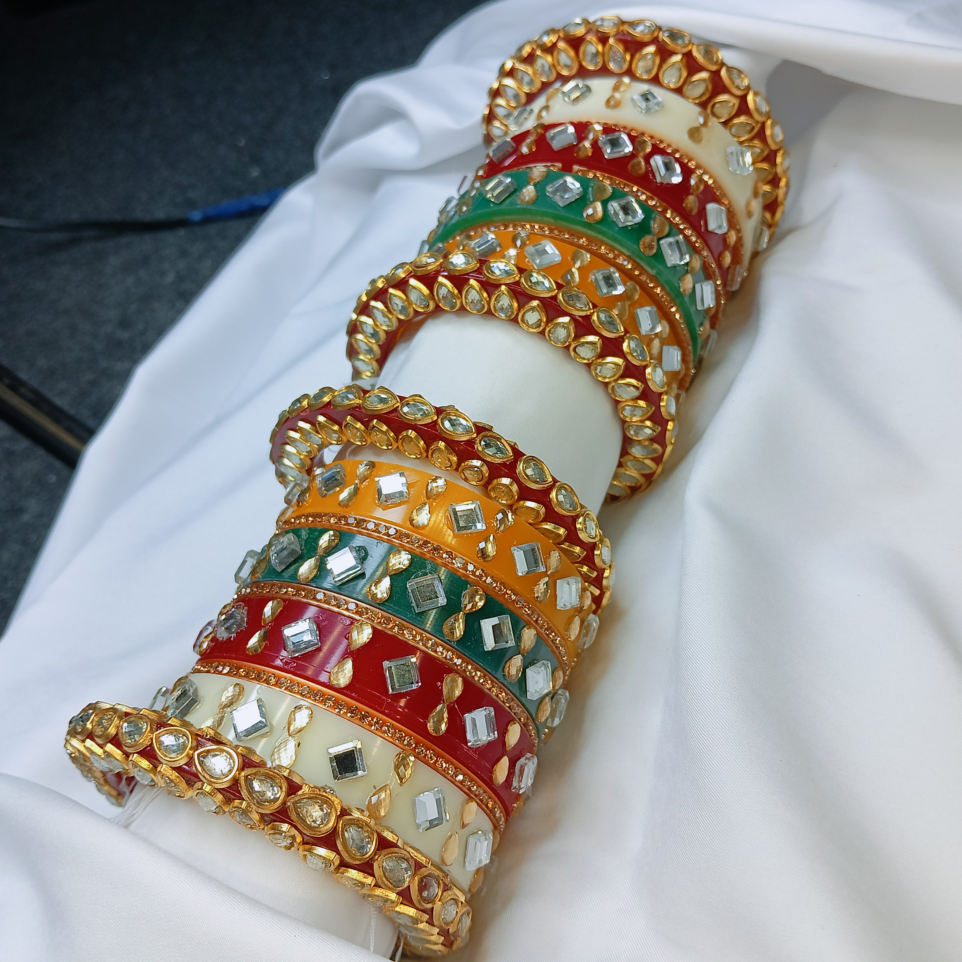 "Zakreen Royal Designer Mirror Work Bangadi Kada Set – New Elegant Bridal Chooda & Bangle Collection"