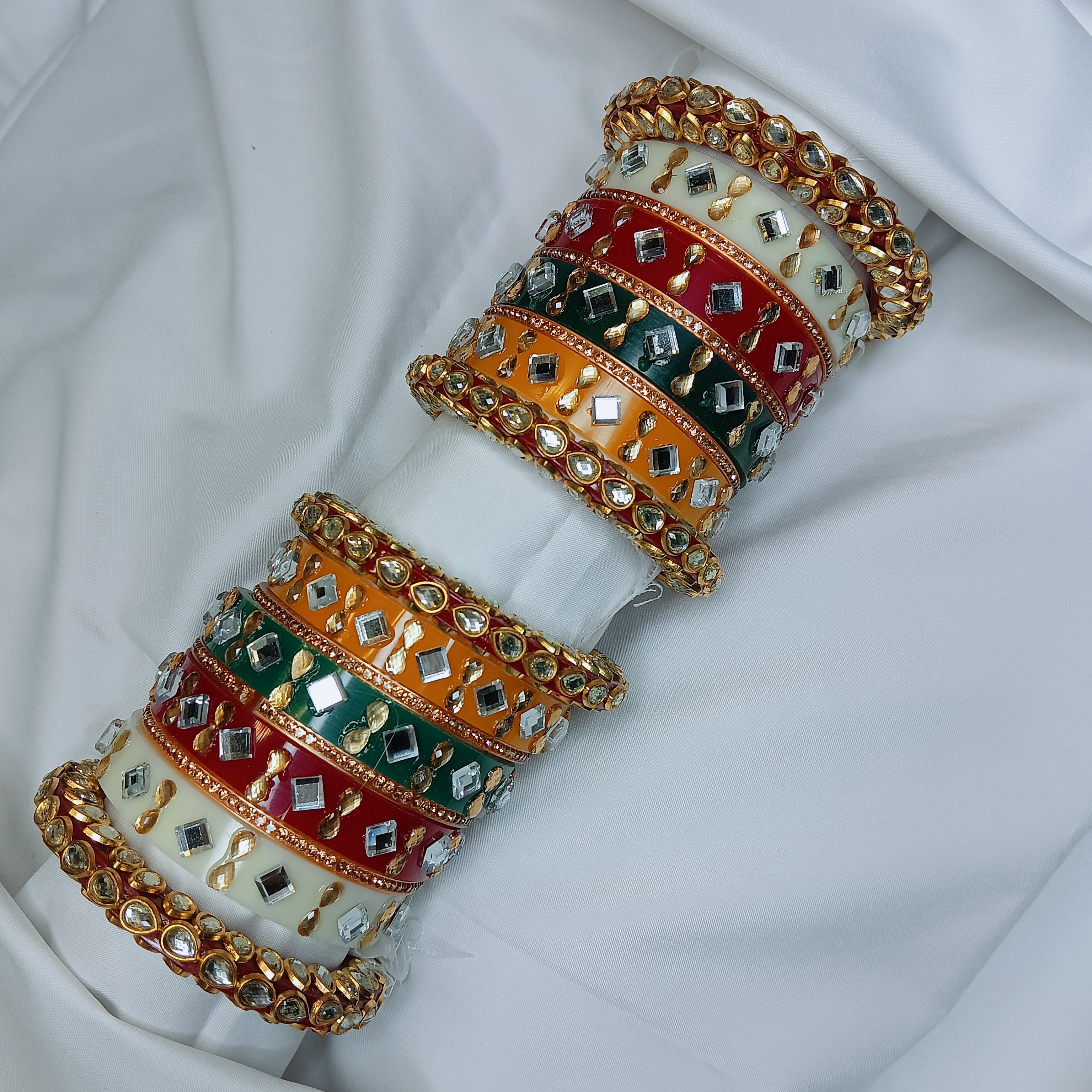 "Zakreen Royal Designer Mirror Work Bangadi Kada Set – New Elegant Bridal Chooda & Bangle Collection"