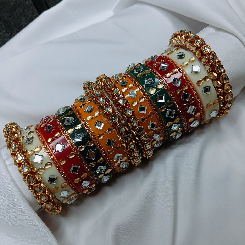 "Zakreen Royal Designer Mirror Work Bangadi Kada Set – New Elegant Bridal Chooda & Bangle Collection"