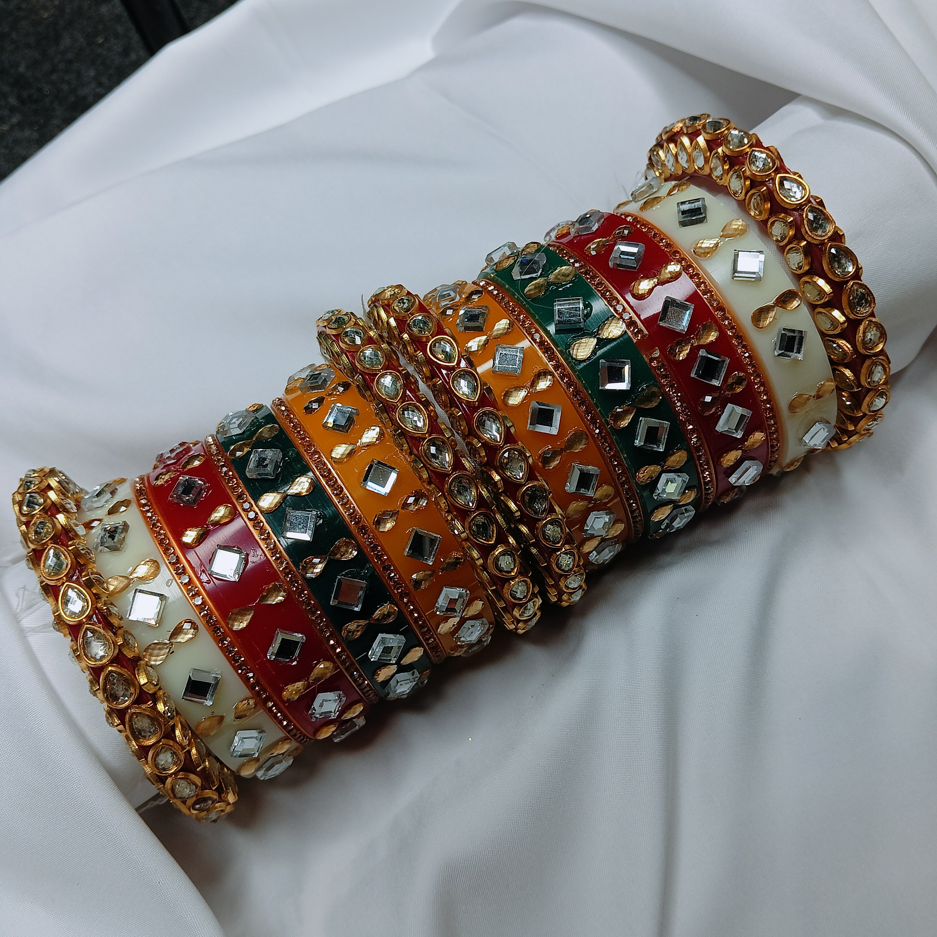 "Zakreen Royal Designer Mirror Work Bangadi Kada Set – New Elegant Bridal Chooda & Bangle Collection"