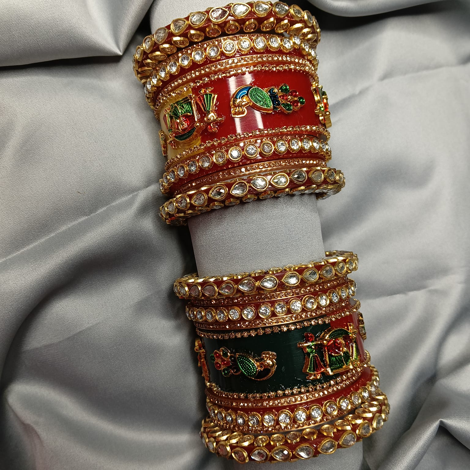 New Peacock & Dolli Handcrafted Bangle Set | Elegant Bangle Set with Bangadi for Women