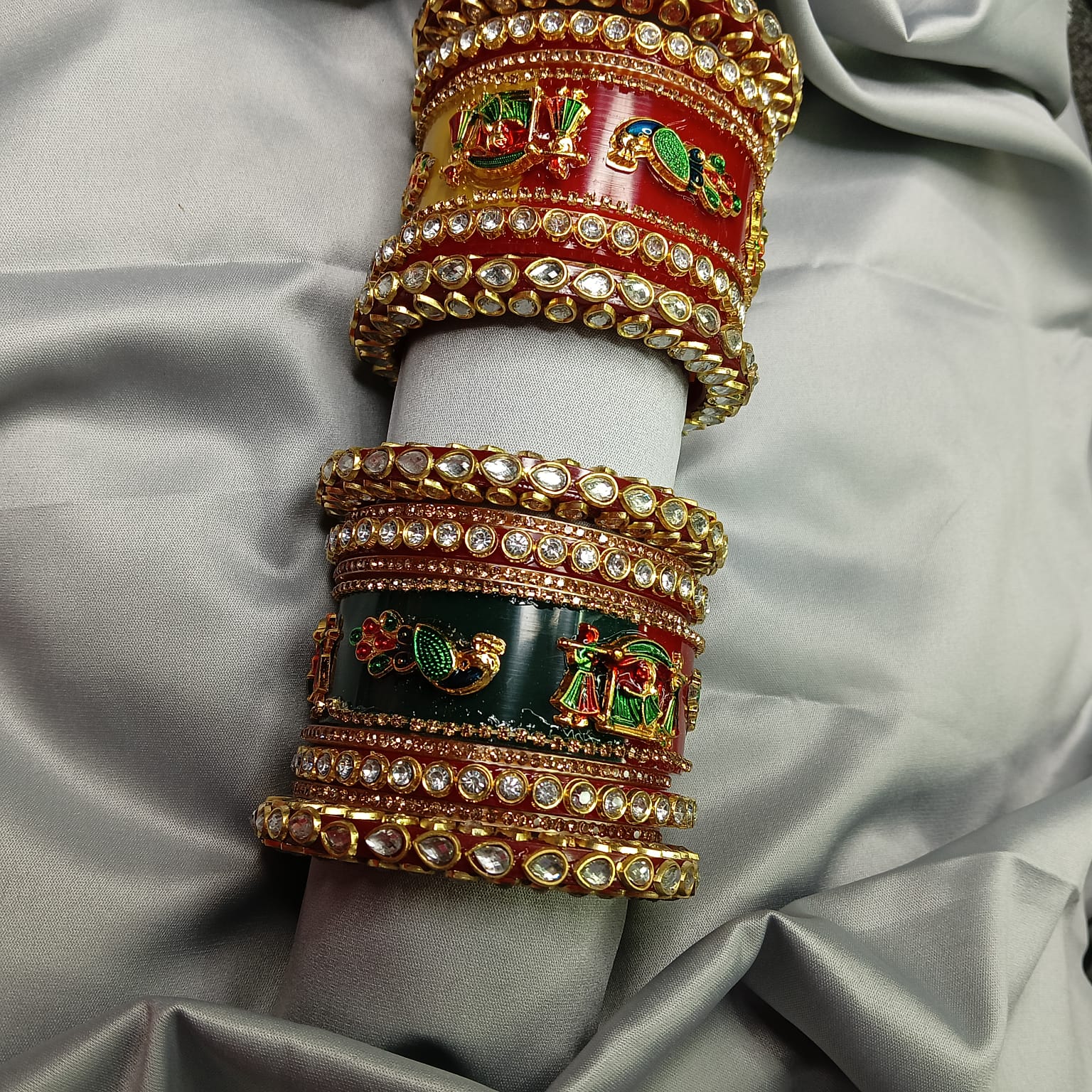 New Peacock & Dolli Handcrafted Bangle Set | Elegant Bangle Set with Bangadi for Women