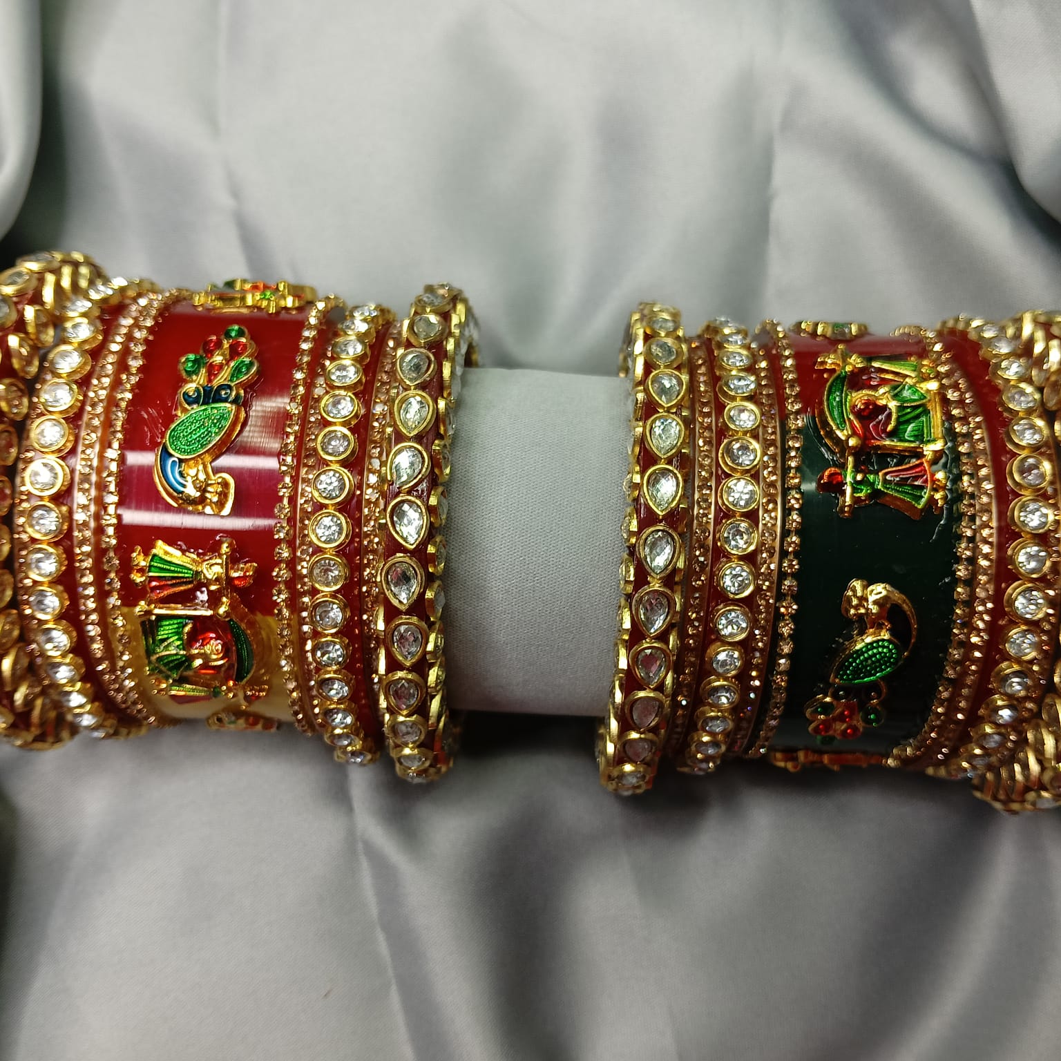 New Peacock & Dolli Handcrafted Bangle Set | Elegant Bangle Set with Bangadi for Women