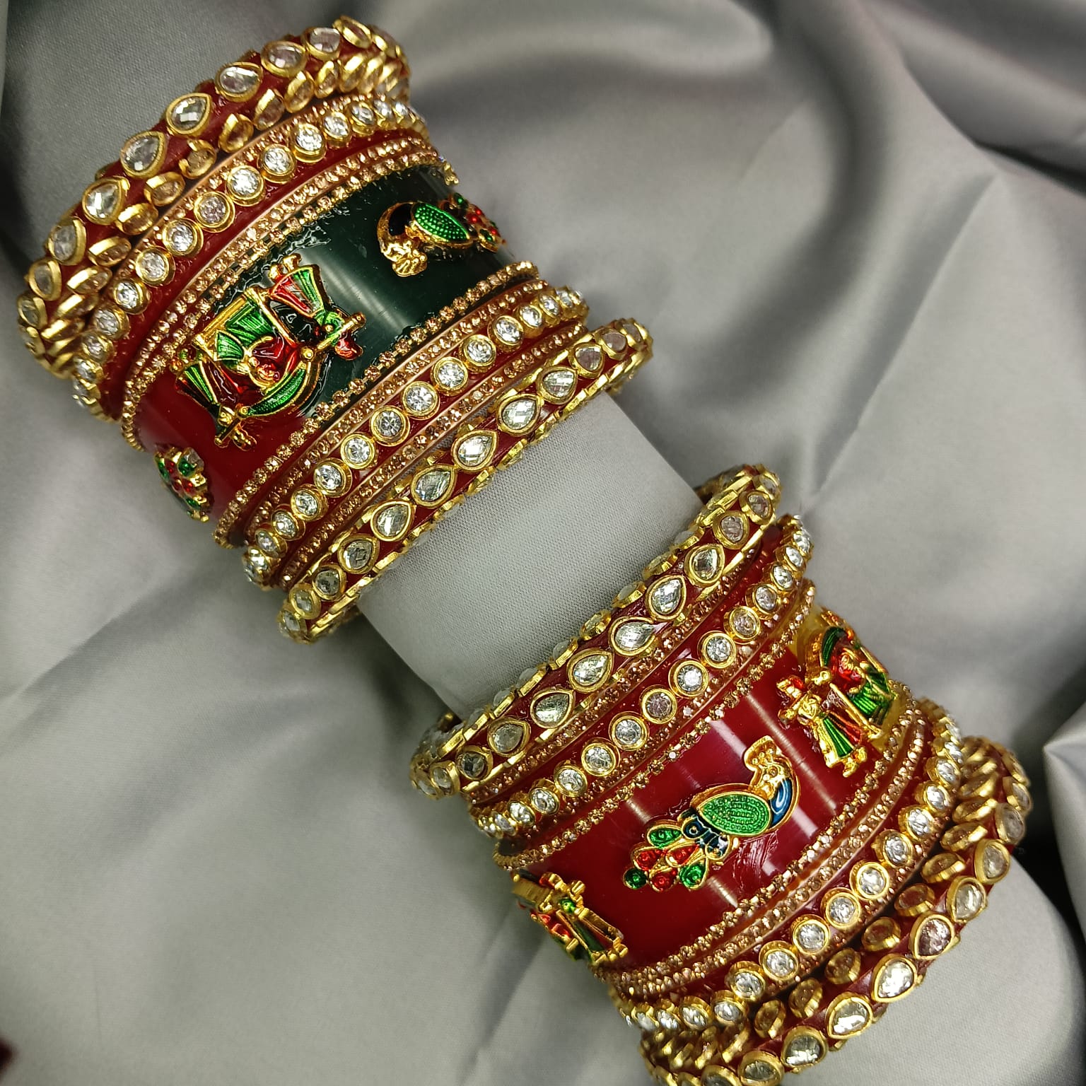 New Peacock & Dolli Handcrafted Bangle Set | Elegant Bangle Set with Bangadi for Women