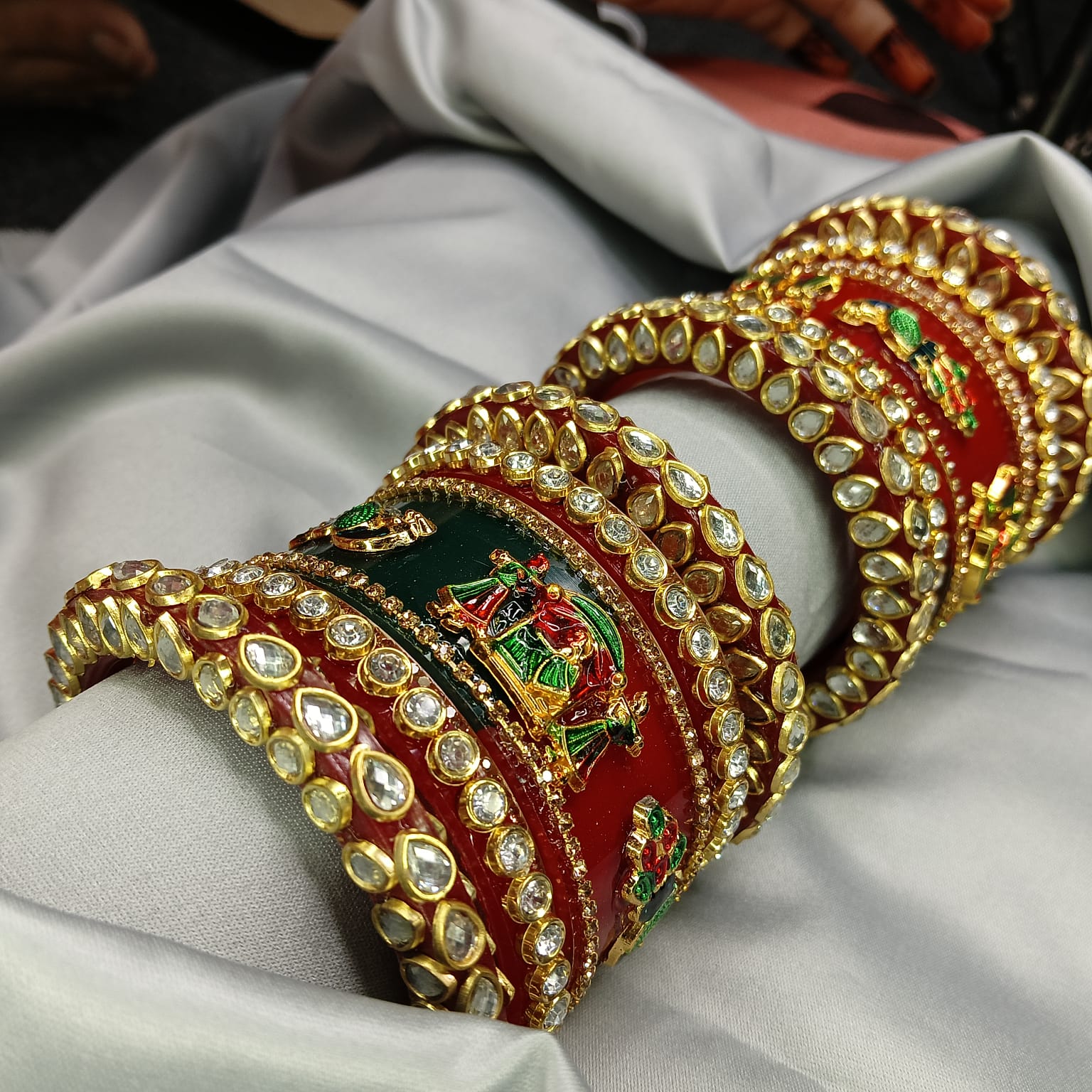 New Peacock & Dolli Handcrafted Bangle Set | Elegant Bangle Set with Bangadi for Women