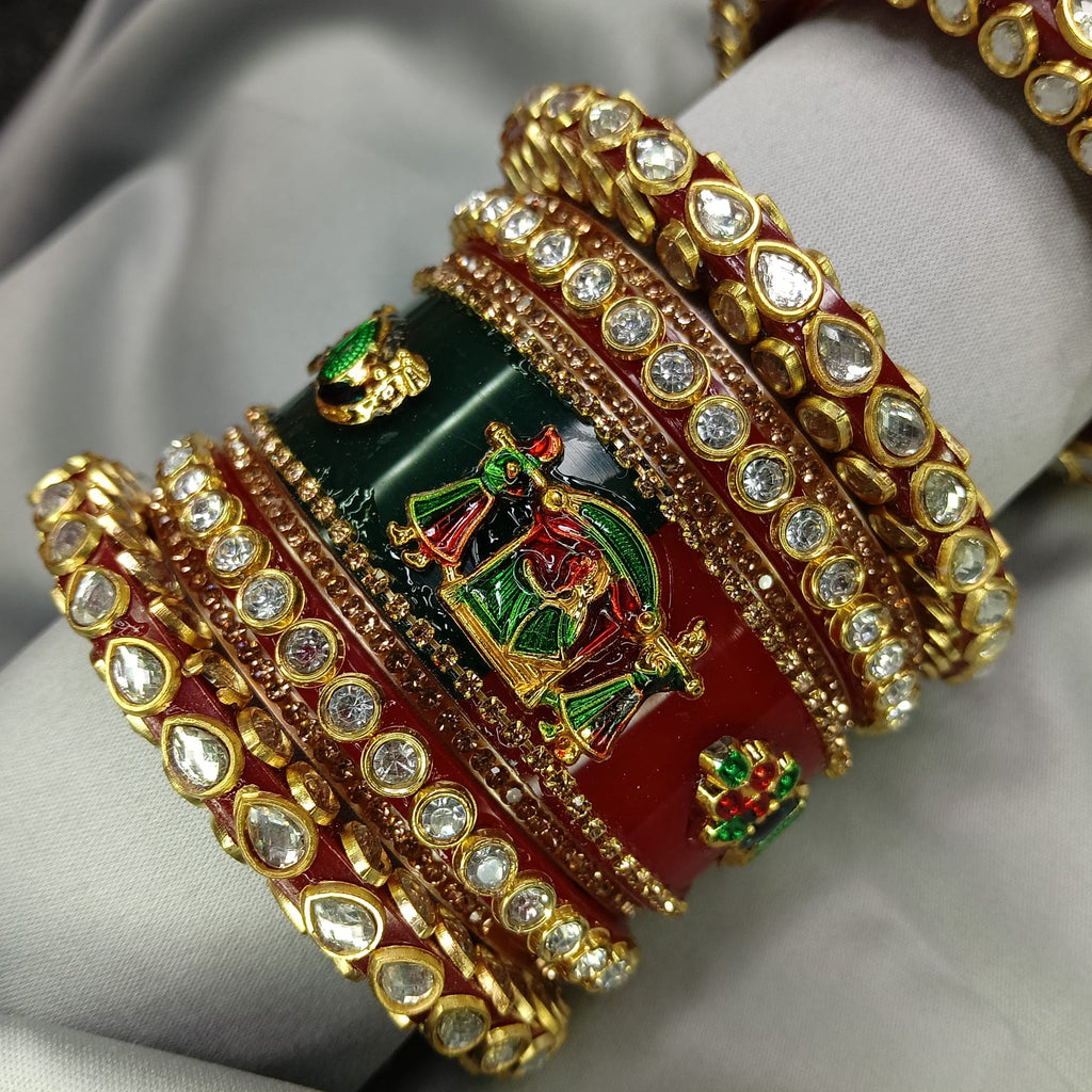 New Peacock & Dolli Handcrafted Bangle Set | Elegant Bangle Set with Bangadi for Women