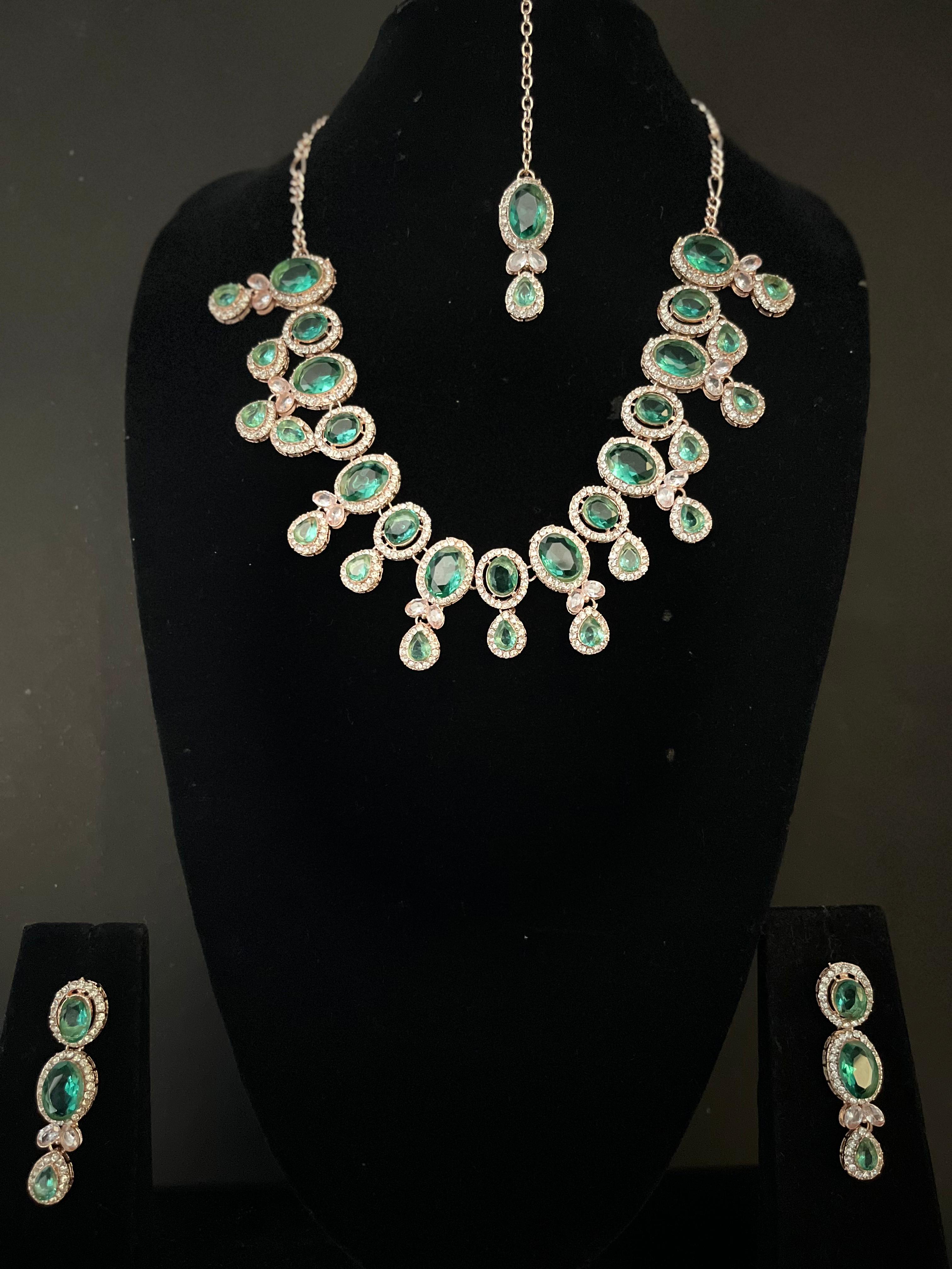 ✨Bridal Emerald Necklace with Matching Earrings  | Zakreen Collection ✨