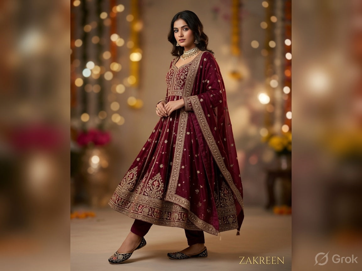 Zakreen Women's Premium Black Embroidered Punjabi Jutti | Handcrafted Ethnic Flat Shoes